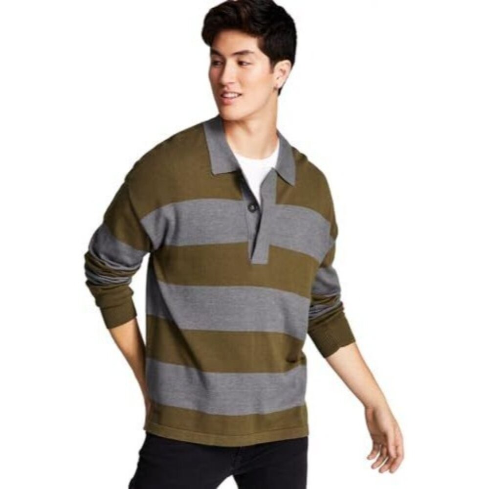 And Now This Mens Knit Striped Pullover Sweater Green Size L